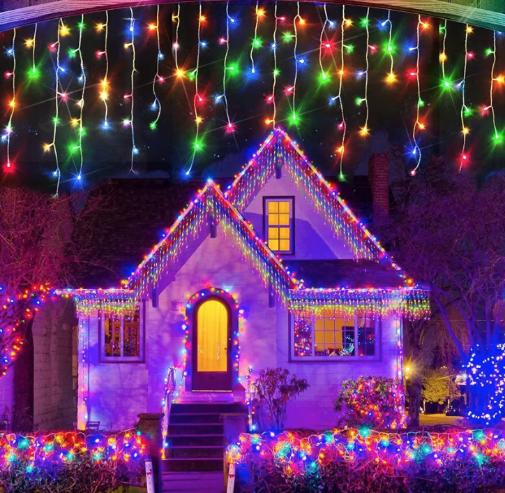 Instalatie de Craciun 1500 17 tip FRANJURI de 12 metri 300 LED MULTICOLOR